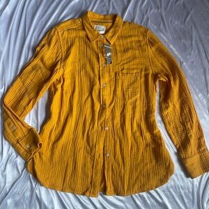 J. Crew Gold Yellow Gauze Button up shirt cotton